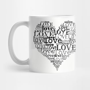 Typographic heart Mug